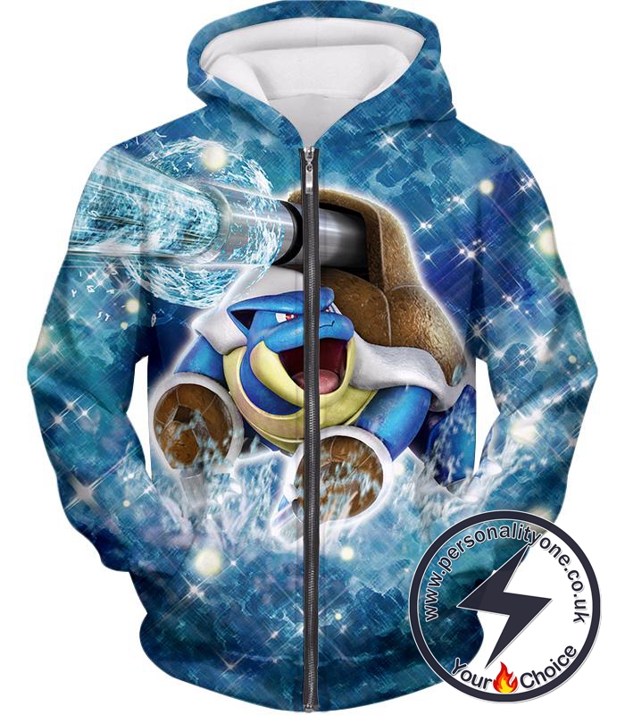 Pokemon Powerful Water Type Pokemon Blastoise Awesome Action Zip Up Hoodie